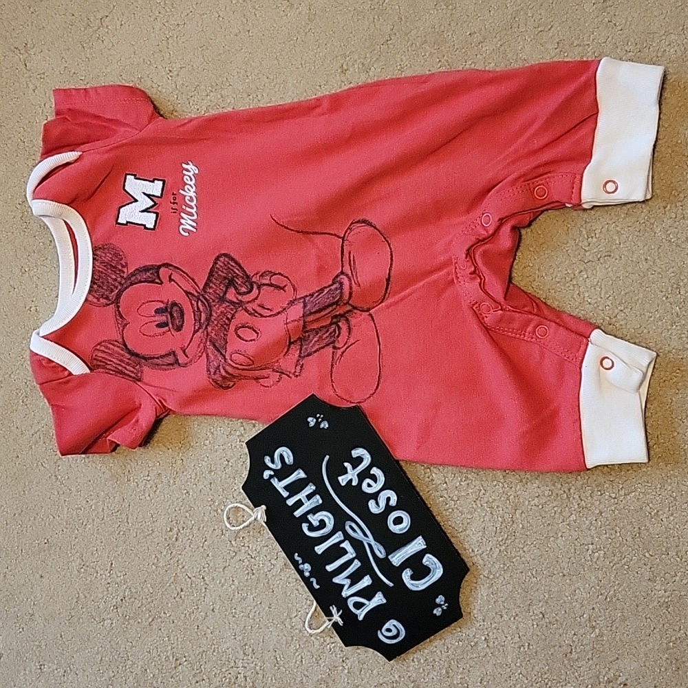 Disney Baby M is for Mickey Onesie 3 Months Red White Black